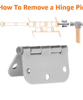 Guide on removing hinge pin with Interior Door Hinge Rounded 3.5 Inch By 3.5 Inch Satin Nickel Pack Of 18