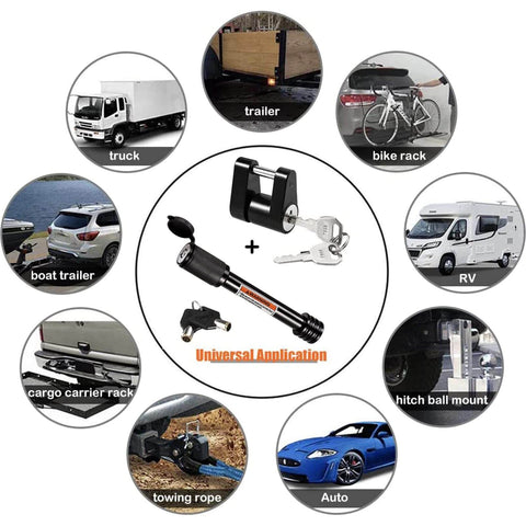 Trailer Hitch Lock Set For Two Inch And Two And One Half Inch Class Three And Four Receivers With Five Eighth Inch Dogbone Pin
