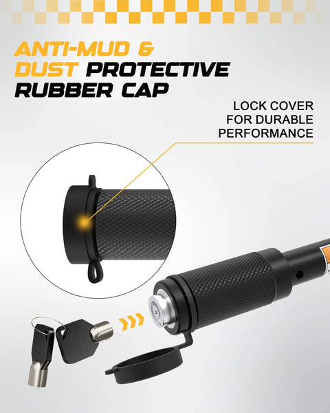 Trailer Hitch Receiver Pin Lock Set With Dual One Half And Five Eighths Inch Pins For One And A Quarter Inch, Two Inch, And Two And A Half Inch Receivers, Includes Two Keys, Black, Built To Lock Down Your Tow Setup with rubber cap and keys