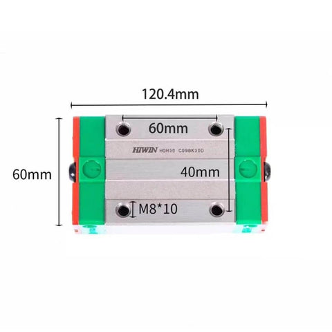 Top view of ✝️ HGH30HA HIWIN Linear Block for HGH30 Linear Motion Slider Rail Guide showing dimensions and mounting holes.