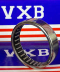 HK4012 Needle Bearing 40x47x12mm in steel, side view against branded background.