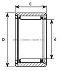 Technical diagram of HK6012 Needle Bearing 60x68x12mm showing dimensions C, D, d.