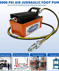 HKTE Air Hydraulic Pump, Pedal-Activated, High-Pressure 10K PSI, 0.5 Gallon Tank, Industrial Grade (2xProfessional Quick Connector)
