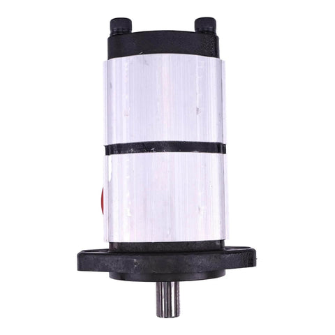 Front view of HOLDWELL 10T Hydraulic Gear Pump 67051095 67051100 compatible with Casappa PLP20.7,2-01W4LOD/OC, black and silver casing