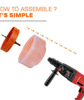 Assembly guide for Six And A Quarter Inch Hole Saw Kit With Dust Bowl For Recessed Can Lights Bi Metal Construction Includes Arbor Hex Key