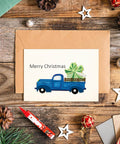 Four Piece Vehicle Cutting Dies Set For Card Making And Scrapbooking With Sedan Car And Pickup Truck Shapes on Christmas card
