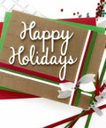 Creative Scrapbooking Die Set For Paper Cards And DIY Crafting, featuring holiday-themed card with embossed design and die cut letters.