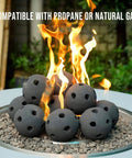 Hollow Ceramic Balls, Set of 12 Round Fire Stones Set for Indoor and Outdoor Fire Pits or Fireplaces Accessory, 4 Inch, Black