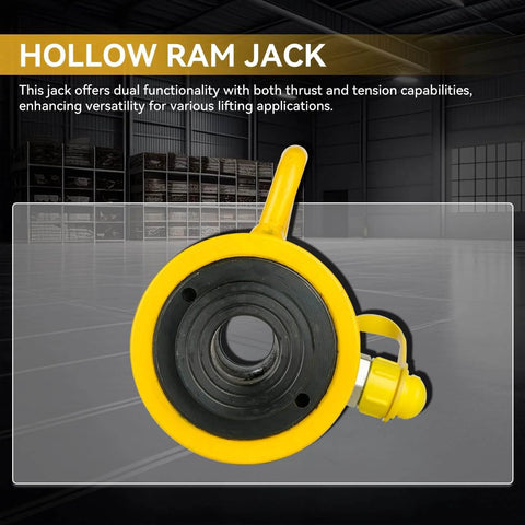 Front view of Beefy 30 Ton Hydraulic Hollow Cylinder Jack With 2 Inch Stroke For Heavy Duty Lifting In Machinery And Shipbuilding