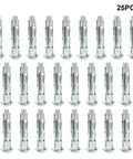 25 Pieces Hollow Wall Anchors M4x38mm for Drywall and Plasterboard Molly Bolts displayed in silver finish