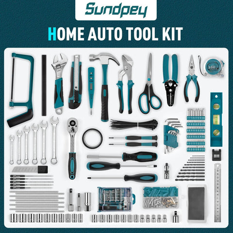 379-Piece Home Tool Kit With Portable Drawer Case For Household And Auto Repairs, Complete Handyman Set For DIYers And Homeowners