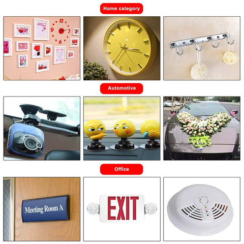 Collage of home, automotive, and office products including decor, car accessories, and signage with varying purposes.