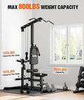 3 In 1 Pulley Station For Home Gym With Lat Pulldown Overhead Movements, Low Row And AB Crunch setup, 800 lbs max capacity
