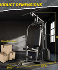 Home Gym System With 100 Lbs Weight Stack Multifunctional Weight Machine dimensions and shipping boxes illustration
