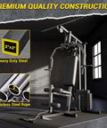 Home Gym System With 100 Lbs Weight Stack Multifunctional Weight Machine For Full Body Workouts displayed with steel frame and pulley system.