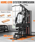 M1 Pro Workout Station with 140 lb Weight Stack, dimensions highlighted, multifunctional home gym system for strength training.