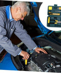 Man using the Multifunction Home Repair Tool Kit With Handy Storage Case For DIY Projects And Maintenance All In One Handyman Set for car repair