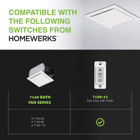 Quiet Ceiling Mount Bathroom Exhaust Fan With 80 CFM And 1.5 Sones White Finish Ideal For Small To Medium Bathrooms Up To 110 Sq Ft From Homewerks compatible switches