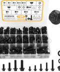 Homwin 286Pcs Flange Metric Bolt Assortment, M6-1.0, M8-1.25, M10-1.5 in open box, zinc galvanized black bolts