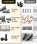 Comparison of Homwin 286Pcs Flange Metric Bolt Assortment vs other bolts, highlighting multi-size, galvanized, clear label, sturdy features.