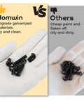 Comparison of Homwin 512Pcs M6 Bolts and Nuts Kit, black galvanized finish vs. other bolts with cheap paint.