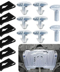14 Piece Lower Engine Cover Pin Screw Set Includes 6 Radiator Access Pins 2 Lower Cover Bolts And 6 Engine Splash Shield Clips For Honda Civic Accord CRV And Acura Vehicles Replacement Fastener Kit shown.