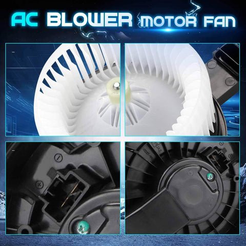 Reliable HVAC Blower Motor Fan Replacement For Honda And Acura Vehicles Including Civic CR-V Accord RDX ILX With 79310-T0A-A01 79310-T2F-A01 79310-TR6-A71 PM4038 with close-up details of fan and motor components.