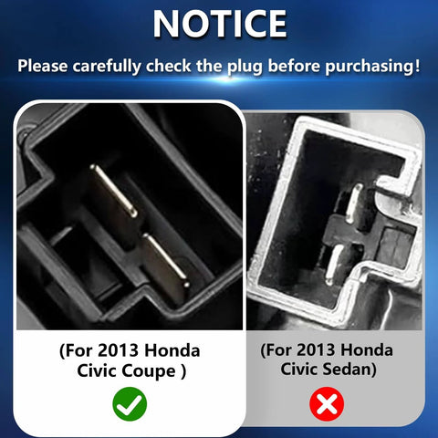 Close-up of electrical plug compatibility for 2013 Honda Civic Coupe and Sedan.