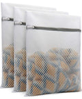 Three Pack Durable Honeycomb Mesh Laundry Bags For Delicates 12 By 16 Inches With Auto Lock Zippers Heavy Duty Construction