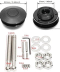 Quick latch hood pins universal kit, 2.44 inch diameter push button quick release hood bonnet pins with CNC machined aluminum parts and hardware.