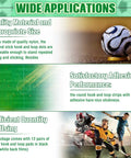 Infographic showing benefits, material, and applications of 12 Pairs 3 Inch Self Sticky Round Hook And Loop Dots for home and office use.