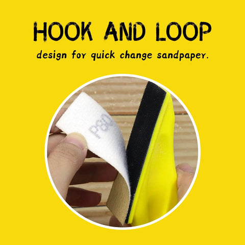 Hook and loop design on Mini Detail Sander Kit 3.5 By 1 Inch With Five Grit Sandpaper For Tight Spaces, showing sandpaper attachment