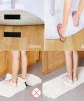 Comparison of Heavy-Duty Hook And Loop Strips With Adhesive Backing used to secure a carpet on a wooden floor, showing before and after installation.
