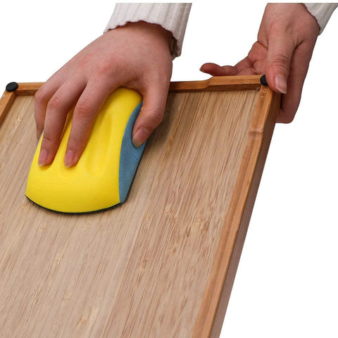 Using 5 Inch Hook And Loop Mouse Sanding Block on wood surface