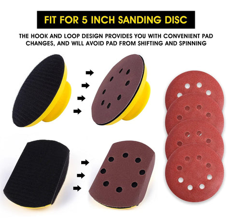 5 Inch Hook and Loop Sanding Blocks Round and Mouse Pads for Wood with hook-and-loop design and multiple disc options
