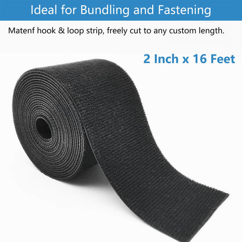 Double Sided Hook And Loop Straps For Quick Wrap Cable Bundling And Organization Heavy Duty 2 Inch Wide Self Gripping Nylon Roll Cut To Length Reusable Cable Management Straps 16 Feet Long roll