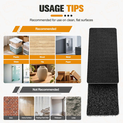Heavy Duty Hook And Loop Strips 2x4 Inches 12 Sets Black Mounting Tape With Scissors For Multi Purpose Use Self Adhesive