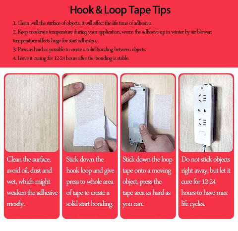 Hook And Loop Tape Heavy Duty Adhesive Mounting Tape For Indoor And Outdoor Use, Three Quarter Inch By Twenty Three Feet Per Roll, Black, Peel And Stick Self Adhesive With Silicone Backing, Weatherproof, Industrial Strength, Holds 12 Lbs Per Sq Inch installation tips and steps