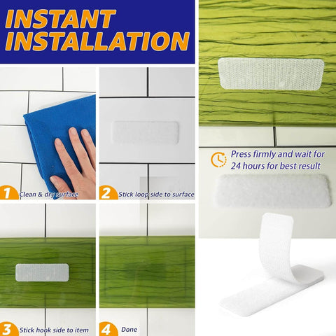 Installation steps for Heavy Duty Adhesive Hook And Loop Tape Strips 16 Sets 1 By 3 Inch Double Sided Fasteners with Strong Back Adhesive