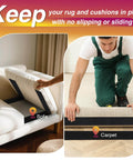 Image showing 12 Ft By 2 Inch Hook And Loop Tape Roll Heavy Duty Double Sided Adhesive Strips used for securing cushions to sofa and carpet.