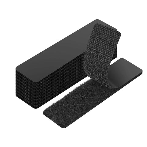 Stacked Heavy Duty Double Sided Hook And Loop Tape Adhesive Strips 1x4 Inches Set Of 20 for no drill mounting, black
