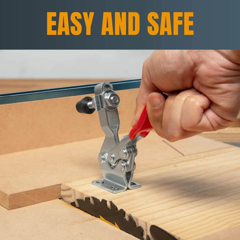4 Pack Quick Release Toggle Clamps 500 Lb Capacity Horizontal With Antislip Rubber Tips securing wood on saw table