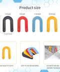 400 Pcs Horseshoe Shims Set For Tile Leveling U Shaped Spacers In Four Colors Blue One Sixteenth Inch Red One Eighth Inch Yellow Three Sixteenths Inch Black One Quarter Inch Durable PP Plastic, showing various sizes and uses.