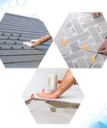 Illustration showing 400 Pcs Horseshoe Shims Set For Tile Leveling U Shaped Spacers In Four Colors, used in tile and stone installation.