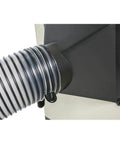 Shop Fox Double Loop Squeeze Hose Clamp 6 Pack Fits 6 Inch Spiral Reinforced Dust Collection Hose No Tools Required One Handed Operation For Quick Secure Grip And Easy Removal For Professional Workshops And Home Shops installed on a dust collection hose.