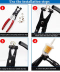 Installation steps for using spring band hose clamps with pliers for automotive fuel lines