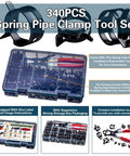 Spring Hose Clamps Kit 340 Pieces With Clamp Tool 12 Sizes From 6mm To 22mm for automotive, marine, and gardening use