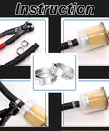 62 Piece 7 Size 304 Stainless Steel Single Ear Hose Clamps Crimp Hose Clamp Assortment Kit 6 To 23 Point 5 Millimeter Ideal For Automotive Home Appliance Water Pipe And Fuel Line Durable Corrosion Resistant Design For Long Lasting Performance In Auto And installation guide with clamps and fuel filter.