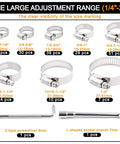 210 Piece 304 Stainless Steel Hose Clamps Assortment Kit From One Quarter Inch To Two Inch Worm Gear Hose Clamps For Radiator Heater Automotive Mechanical Applications Pipe Tube Coolant Garden, showing various clamp sizes with tools.