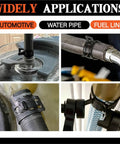 Do It All Hose Clamp Kit installed on automotive, water pipe, and fuel line applications showcasing versatility